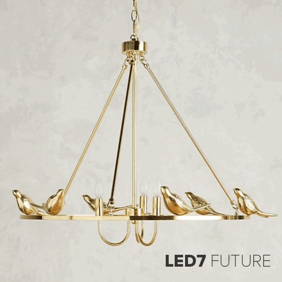 Loft Industry Modern - Golden Perch Chandelier